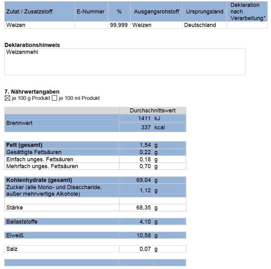 Weizenmehl Typ 550 25 kg