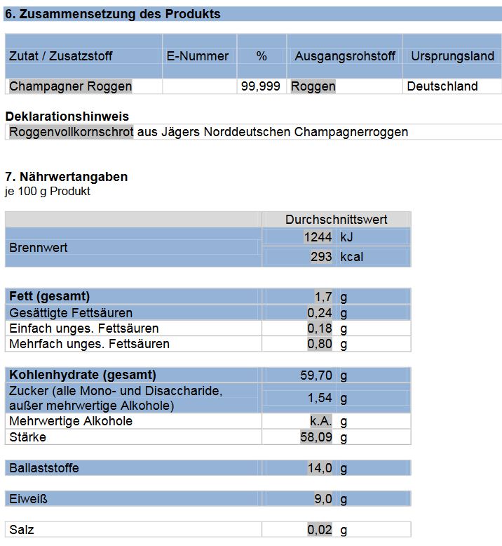 Norddeutscher Champagner Roggenvollkornschrot 25 kg
