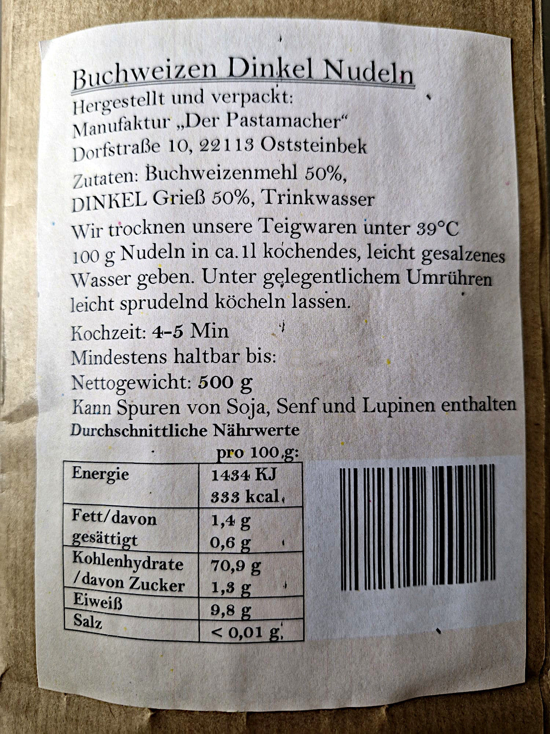 4x Buchweizen Dinkel Radiatori Nudeln 500g