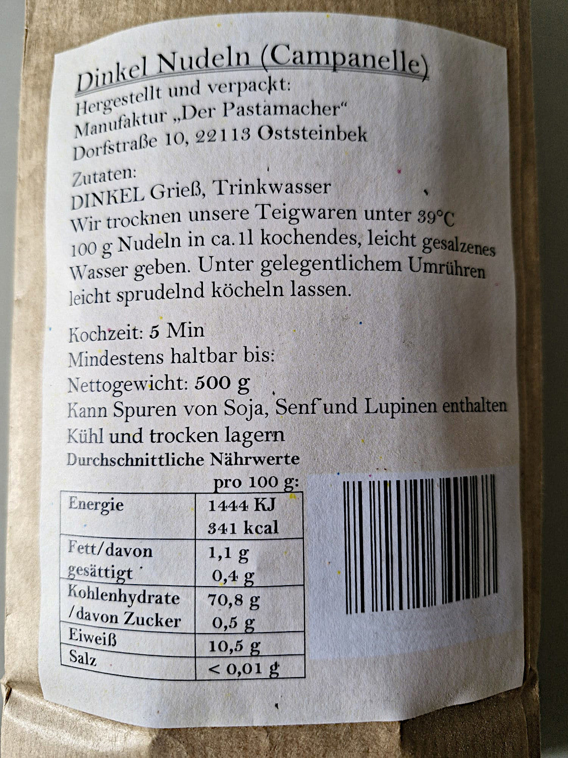 Dinkel Campanelle Nudeln 500g