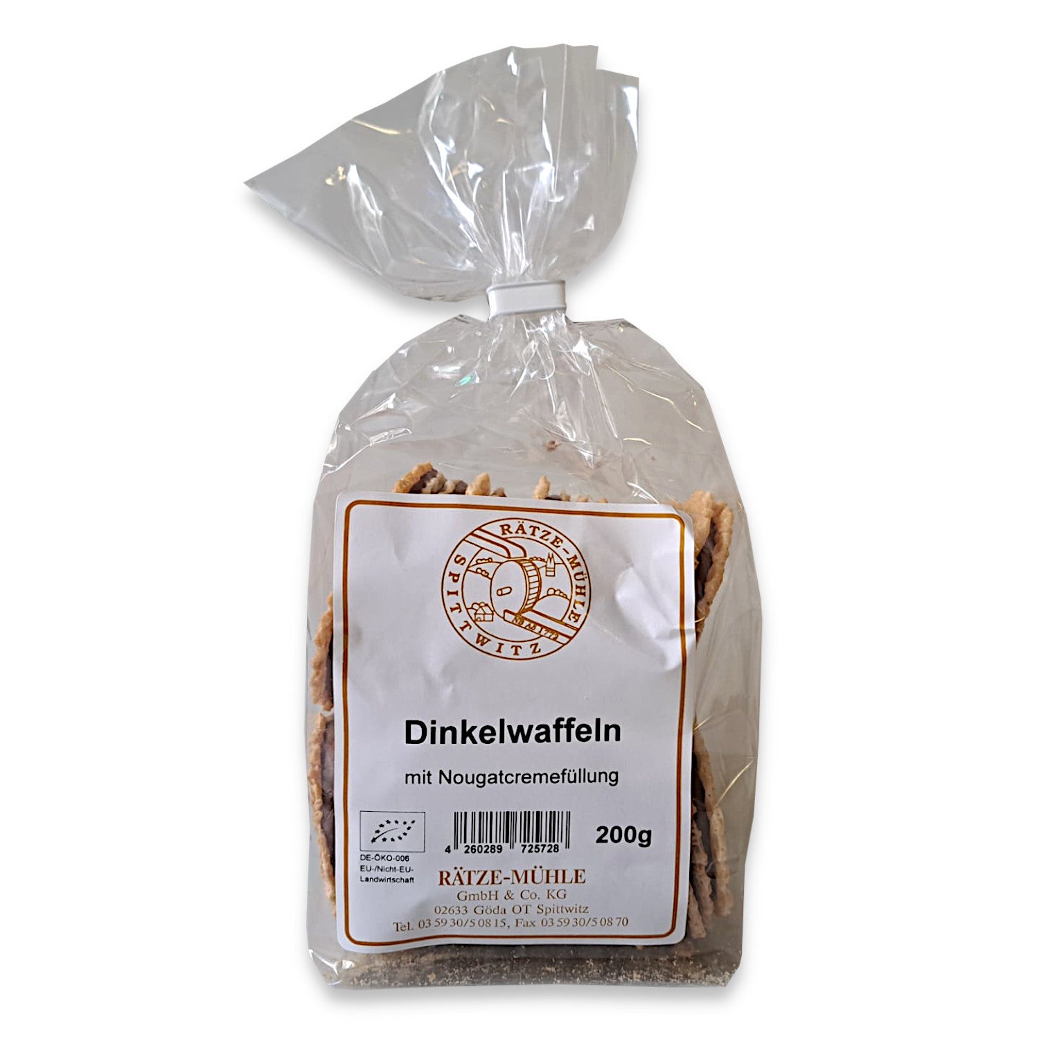 Dinkelwaffeln mit Nougatfüllung 150g