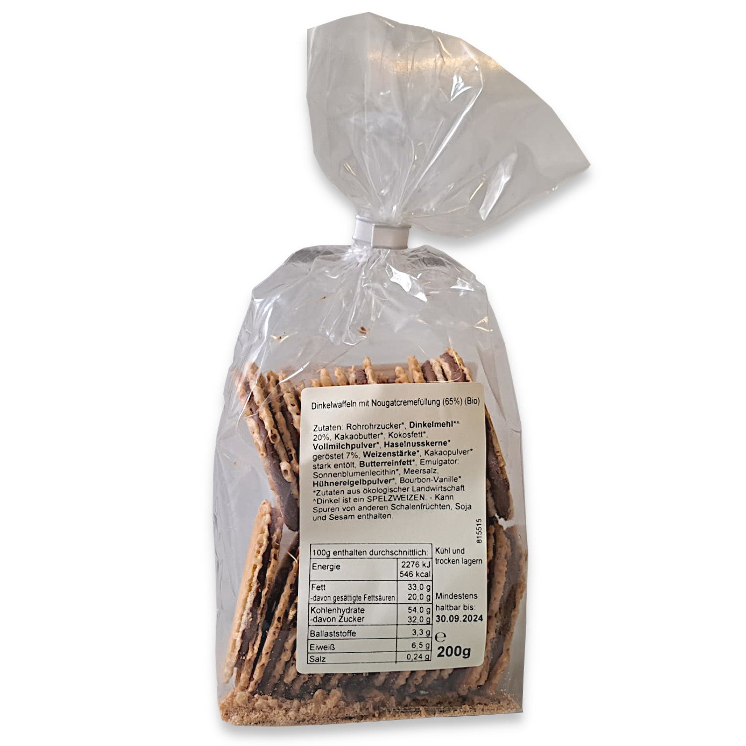 Dinkelwaffeln mit Nougatfüllung 150g