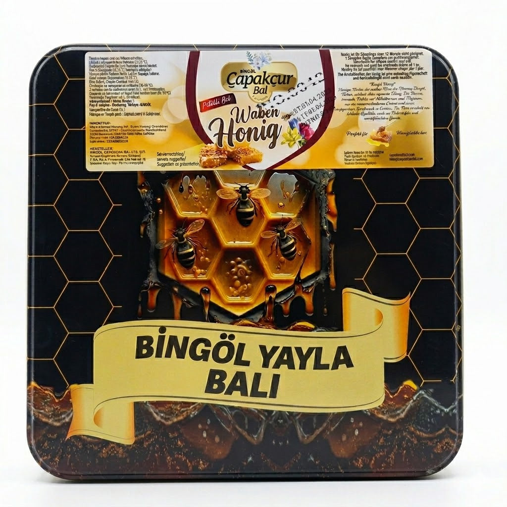 Wildblumen-Honigwabe 1800g-2300g in edler Blechdose, Hocharomatischer Honig, naturbelassen, aus dem Hochland von Bingöl