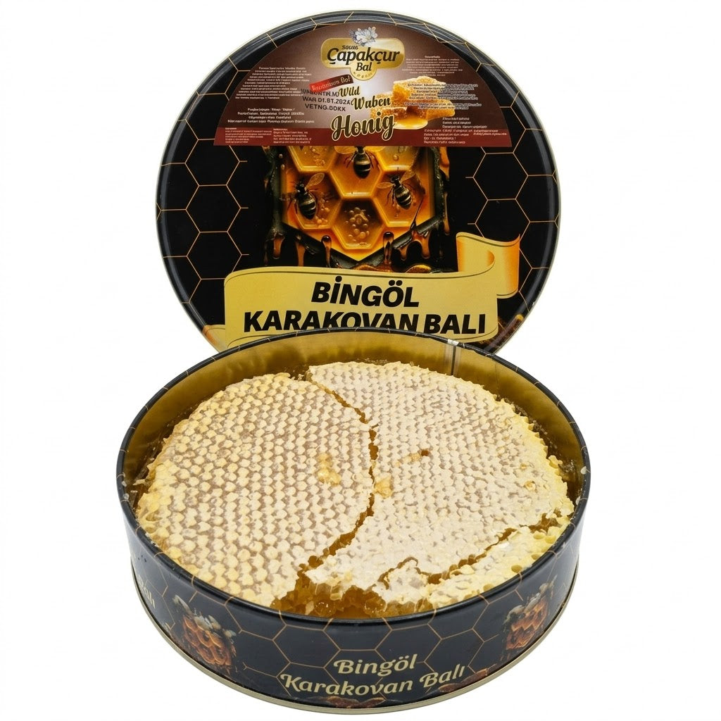Wildblumen-Honigwabe 1200g-1500g in edler Blechdose, Hocharomatischer Honig, naturbelassen, aus dem Hochland von Bingöl