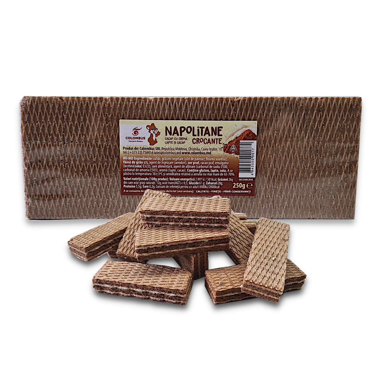 Neapolitaner Waffeln Krokant mit Milch- und Kakaocreme 250g