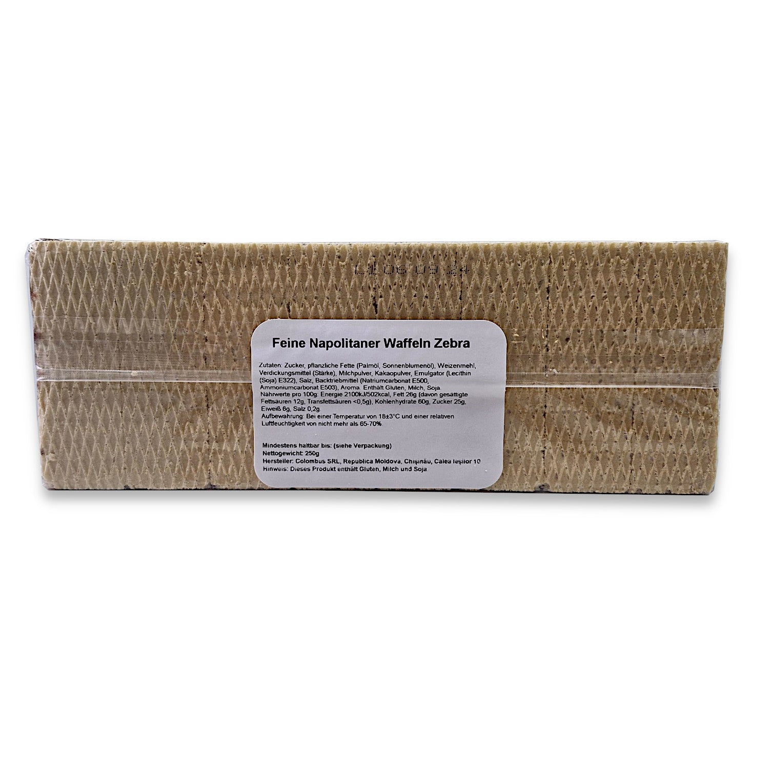 Neapolitaner Waffeln Zebra mit Milch- und Kakaocreme 250g