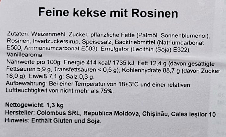 Schwanenkekse mit Rosinen1,3 kg