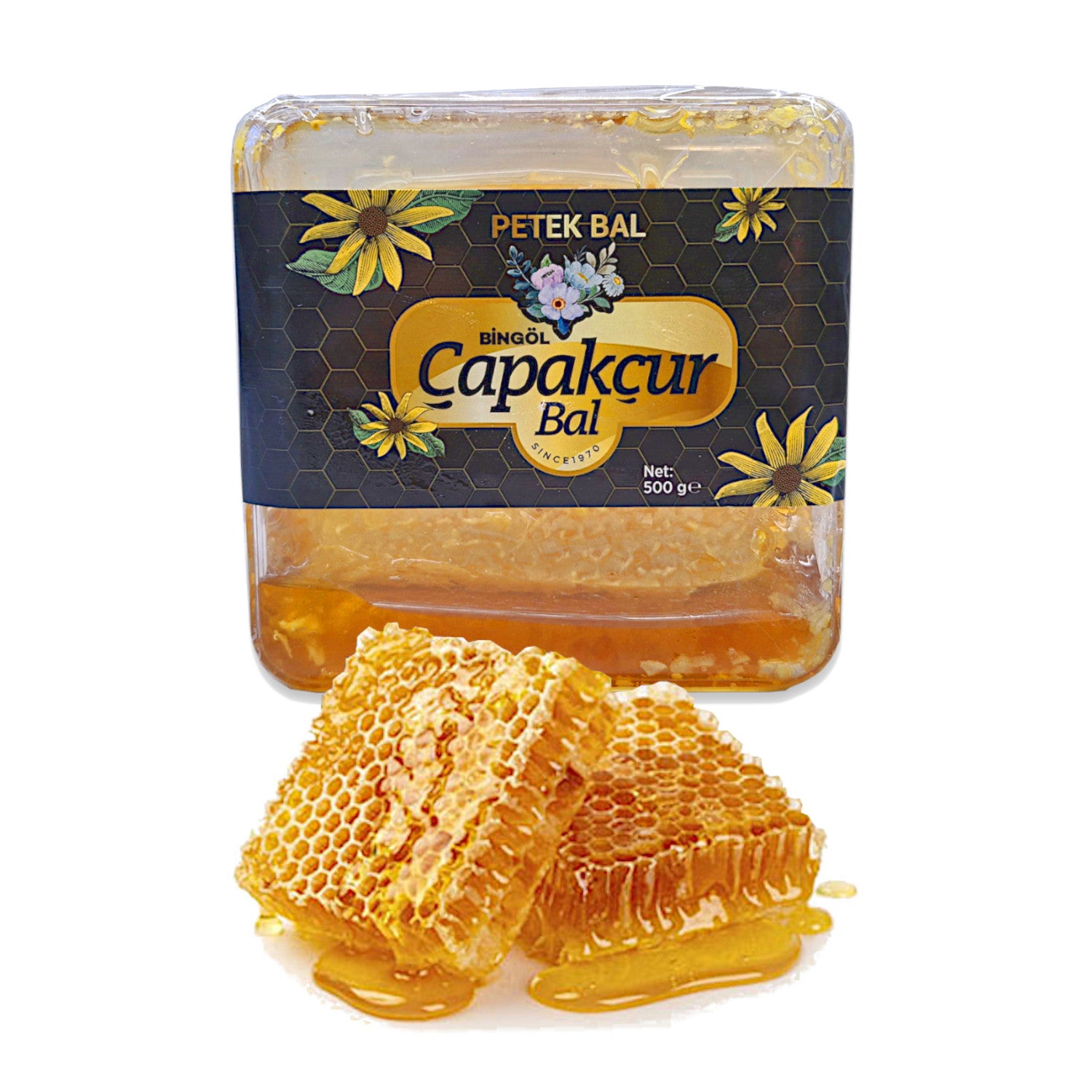 Wabenhonig / Honigwabe 500g, hocharomatischer, nährstoffenreicher Premium Blütenhonig in der Frischebox - rein, natürlich