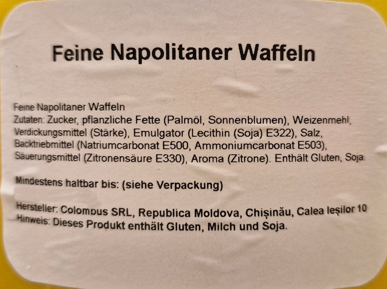 Neapolitaner Waffeln mit Zitronencreme 900g