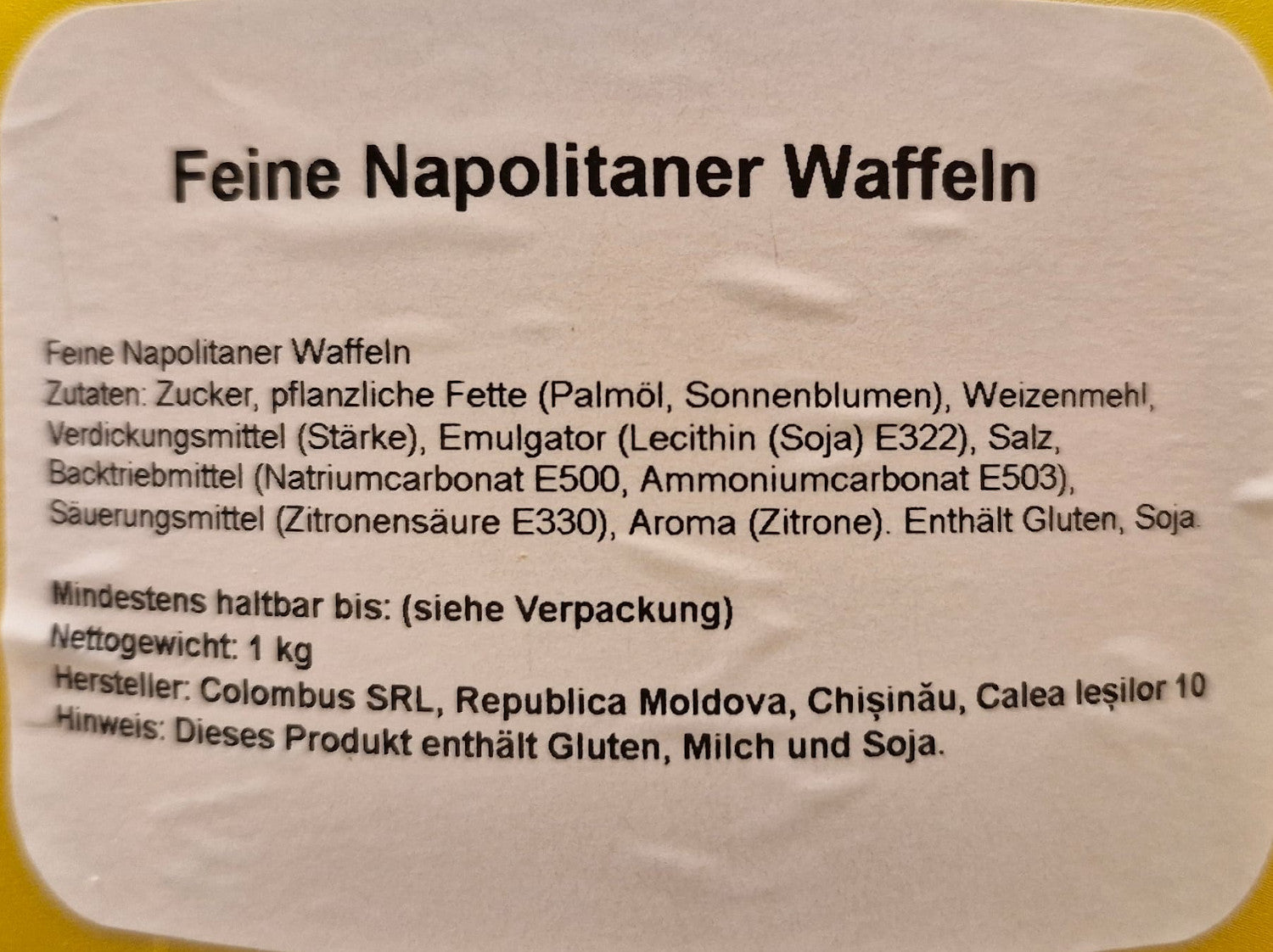 Neapolitaner Waffeln mit Zitronencreme 900g