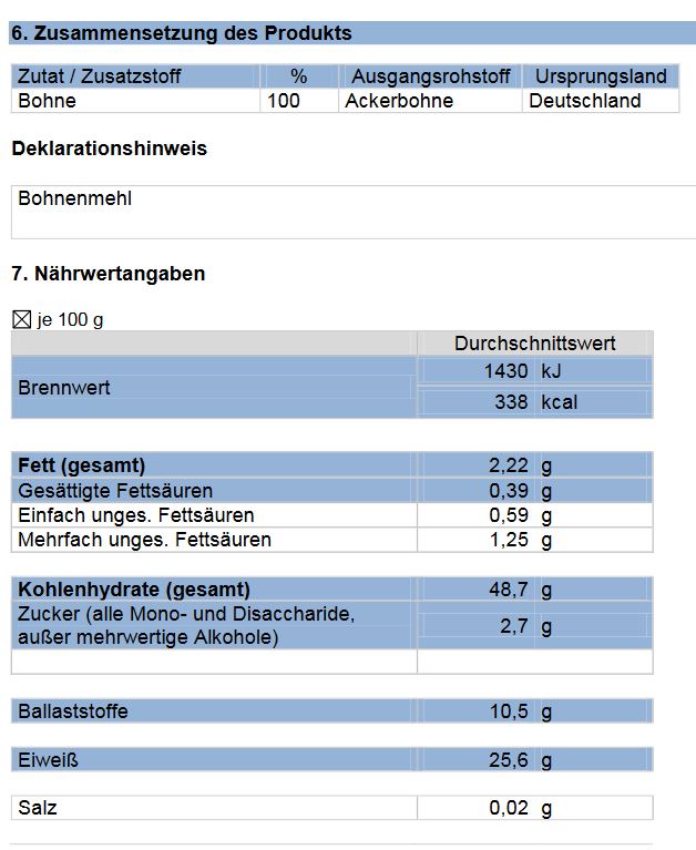 Bohnenmehl 25 kg