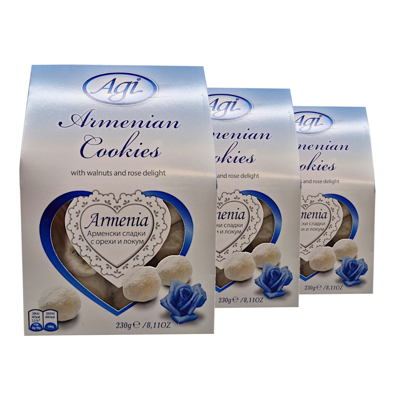 Kourabiedes mit Walnüssen & Rosenaroma 230g, feines Teegebäck / Cookies nach Armenischer Rezeptur