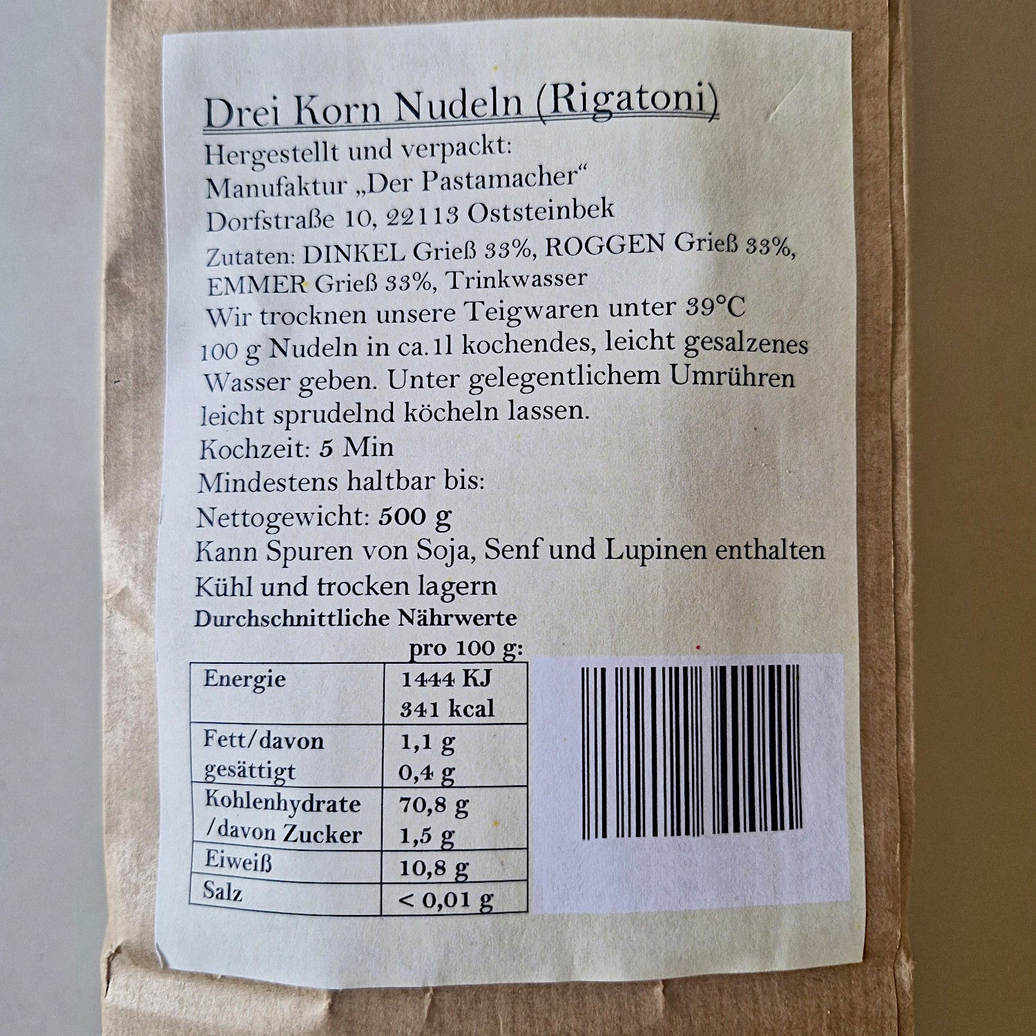 2x Dreikorn Nudeln Rigatoni 500g