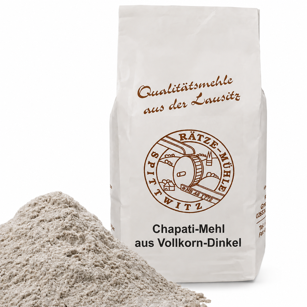 Chapati-Mehl aus Vollkorn-Dinkel, Chakki Atta für besten Teig