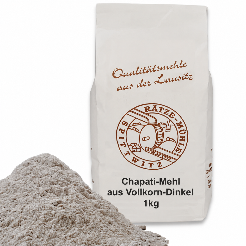 Chapati-Mehl aus Vollkorn-Dinkel, Chakki Atta für besten Teig