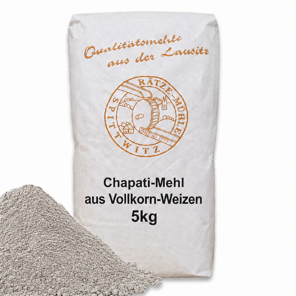 Chapati-Mehl aus Vollkorn-Weizen, Chakki Atta für besten Teig