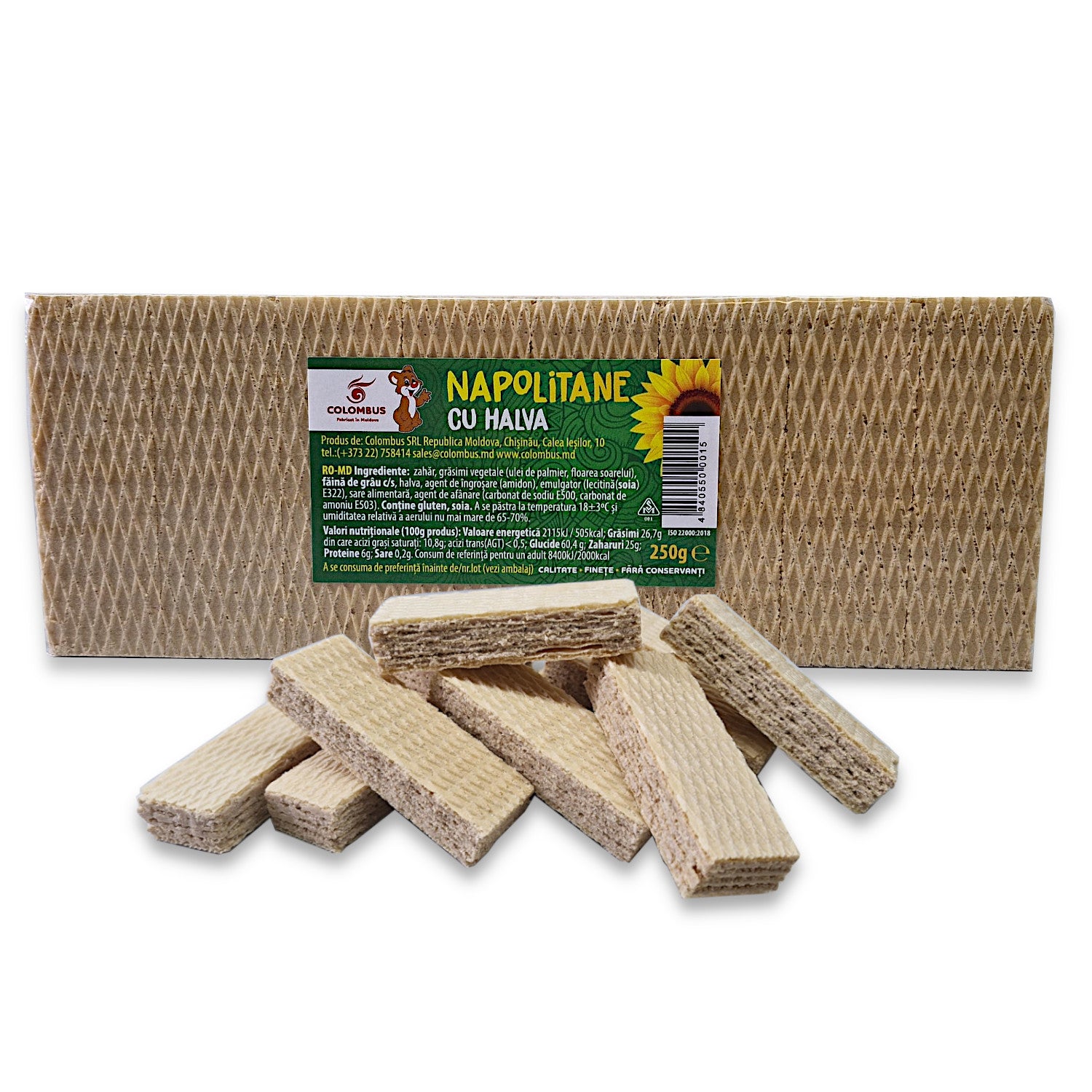 Neapolitaner Waffeln mit Halvacreme 250g